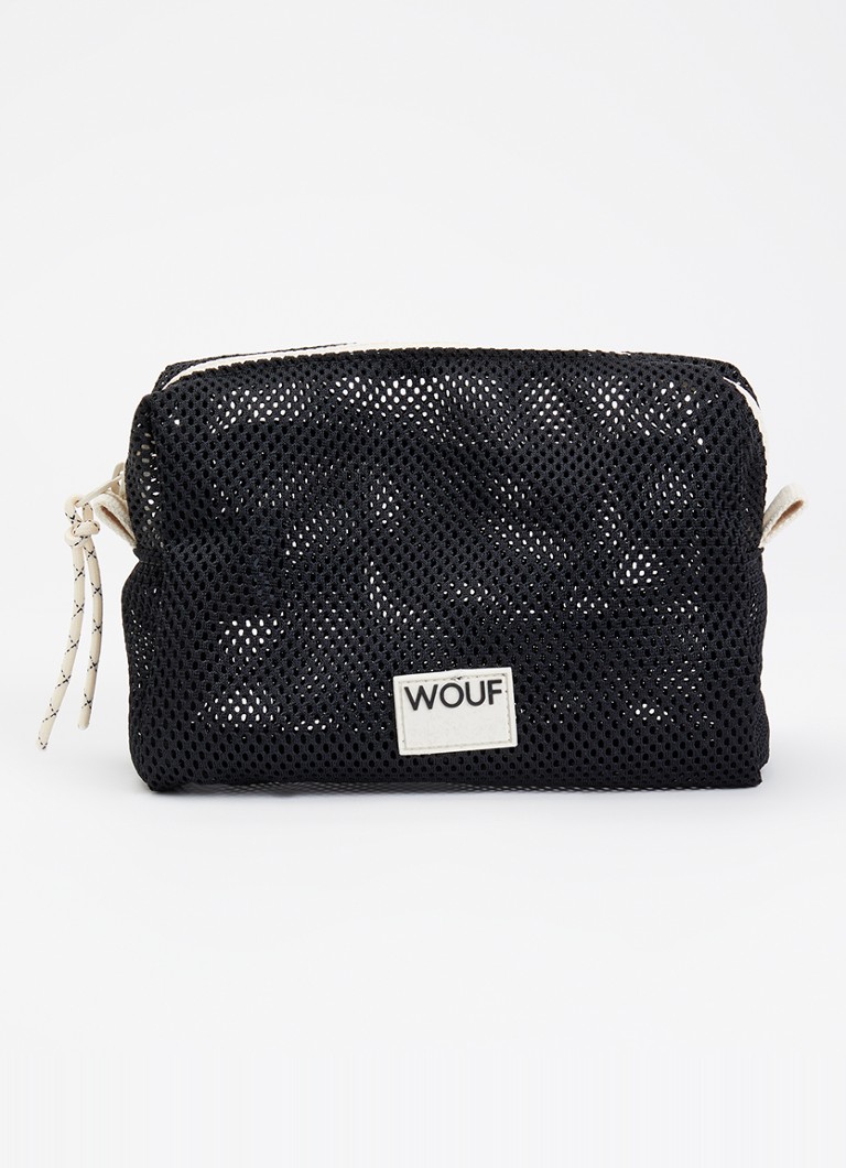 Wouf Onyx toilettas van mesh met logo Zwart
