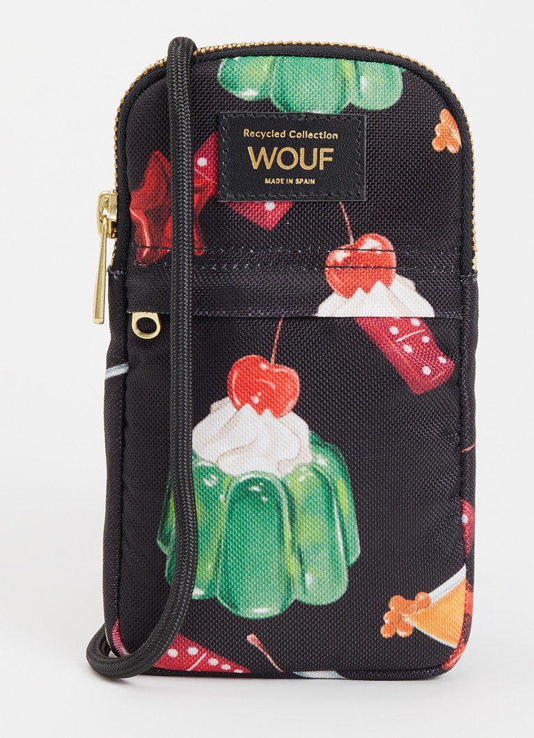 Wouf Dames Cheers crossbody telefoonhoes met print in de kleur Zwart, maat: 1sz