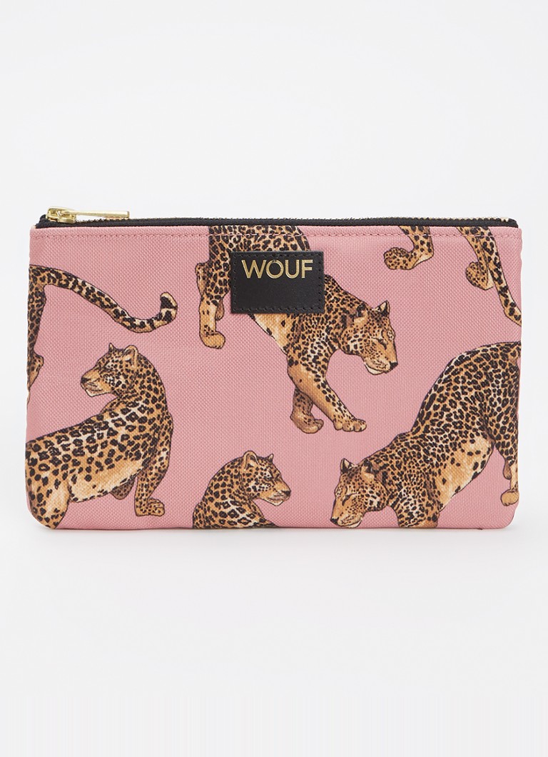 Wouf Blush toilettas met print Zalmroze - Deal
