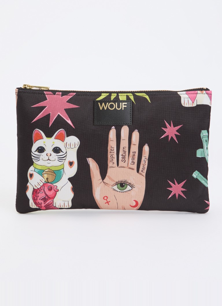 Wouf Fortuna toilettas met print Zwart - Deal