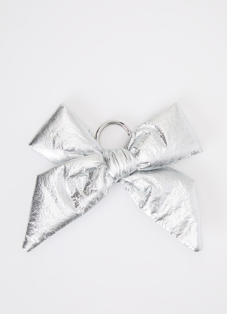 Wouf Dames Silver Bow tasbedel met metallic finish in de kleur Zilver, maat: 1maat