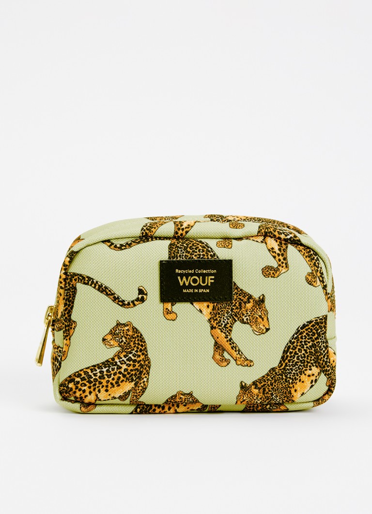 Wouf Avo Leopard make-up tas met print Lindegroen 1maat Beauty tools - Deal