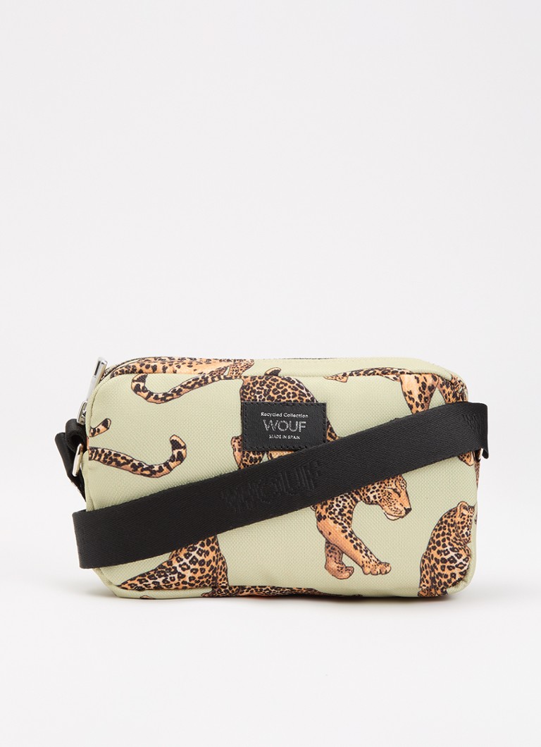 Wouf Dames Avo Leopard Mini crossbodytas met print en verstelbare schouderriem in de kleur Lichtgroen, maat: 1maat