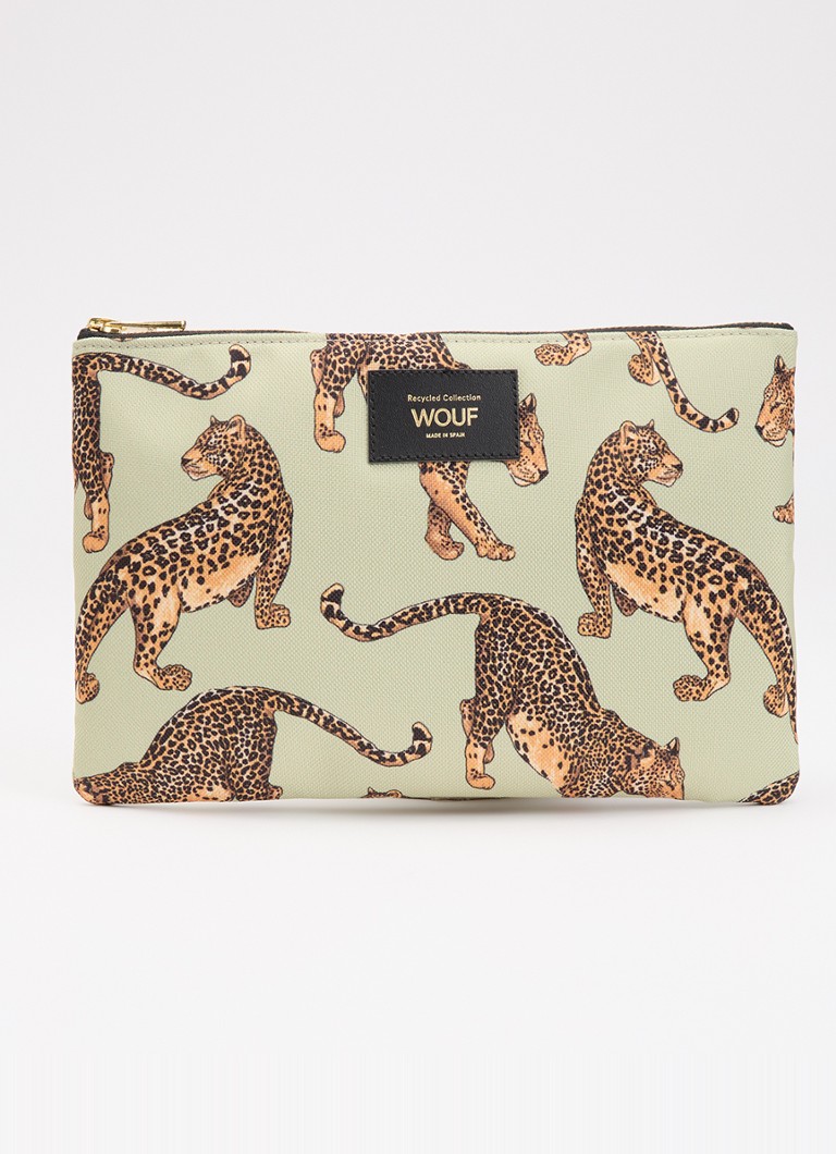 Wouf Avo Leopard XL toilettas met print Lindegroen - Deal