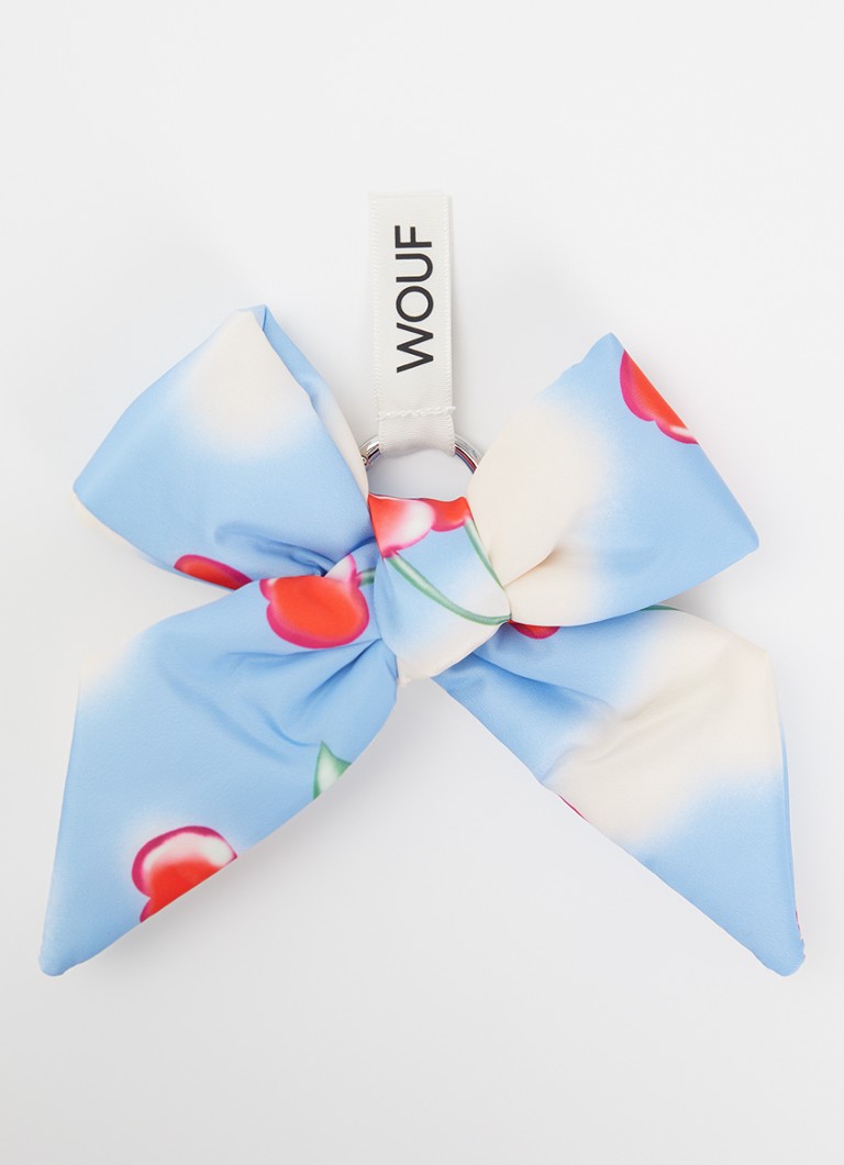 Wouf Dames Cherry Sky Bow tasbedel met logo in de kleur Blauw, maat: 1maat