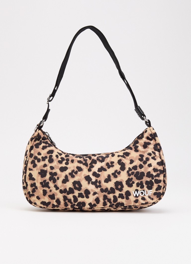 Wouf Dames Feline schoudertas met panterprint in de kleur Bruin, maat: 1maat