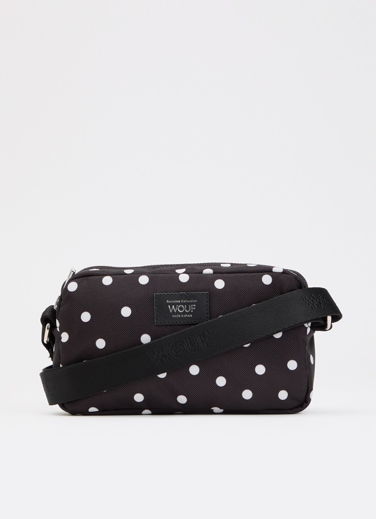 Wouf Dames Grace Mini crossbodytas met stippenprint in de kleur Zwart, maat: 1maat