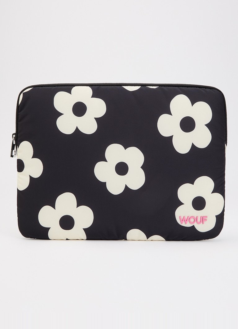 Wouf Night Daisy laptophoes 13 en 14 inch met bloemenprint Zwart - Deal