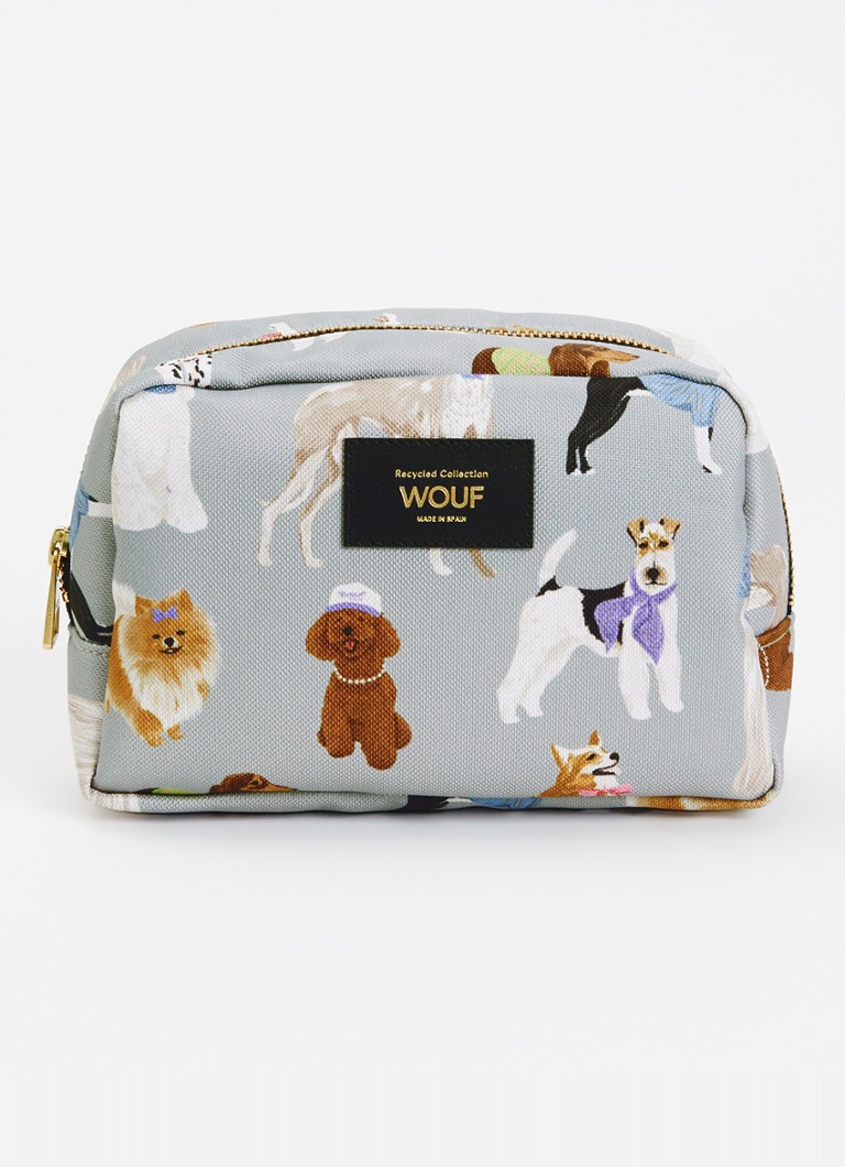 Wouf Puppy toilettas met print Grijs - Deal