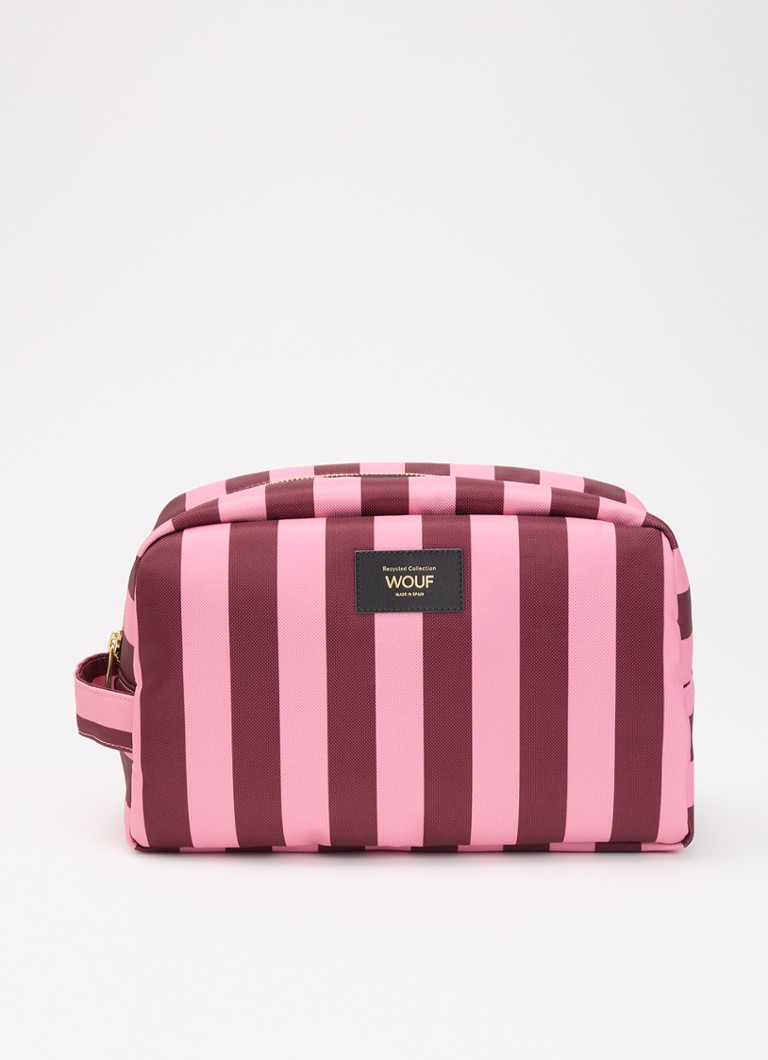 Wouf Sophie Large toilettas met streepprint Roze - Deal