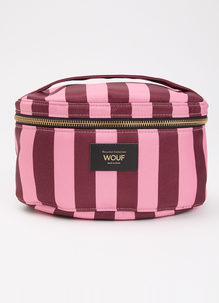 Wouf Sophie make-up tas met streepprint Roze - Deal