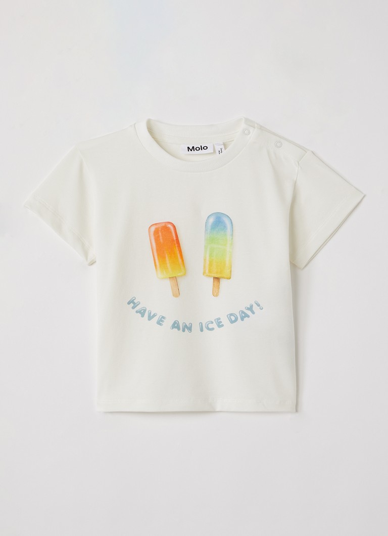 Molo Jongens Enzo T-shirt met print in de kleur Gebroken wit, maat: 3Y=98