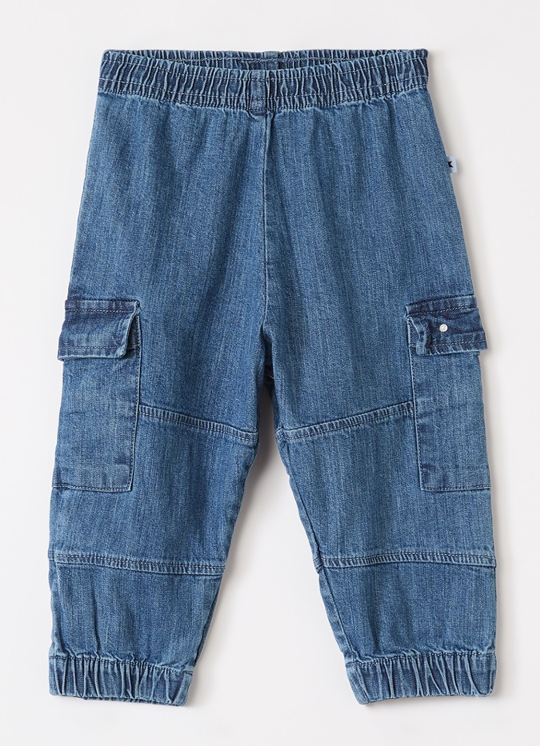 Molo Jongens Sae tapered fit cargobroek van chambray in de kleur Indigo, maat: 3M=62