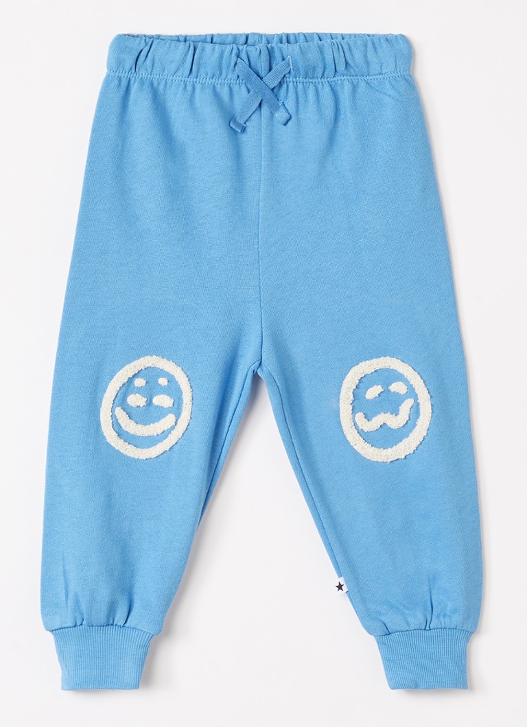 Molo Jongens Simeon tapered fit joggingbroek met borduring in de kleur Blauw, maat: 3Y=98