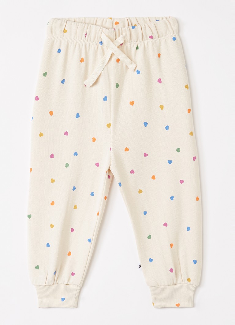 Molo Meisjes Simeon tapered fit joggingbroek met print in de kleur Creme, maat: 2Y=92