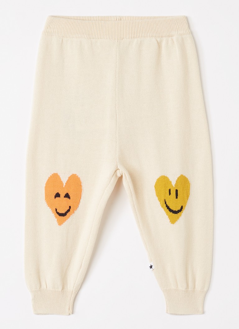 Molo Meisjes Solana tapered fit joggingbroek met print in de kleur Beige, maat: 2Y=92