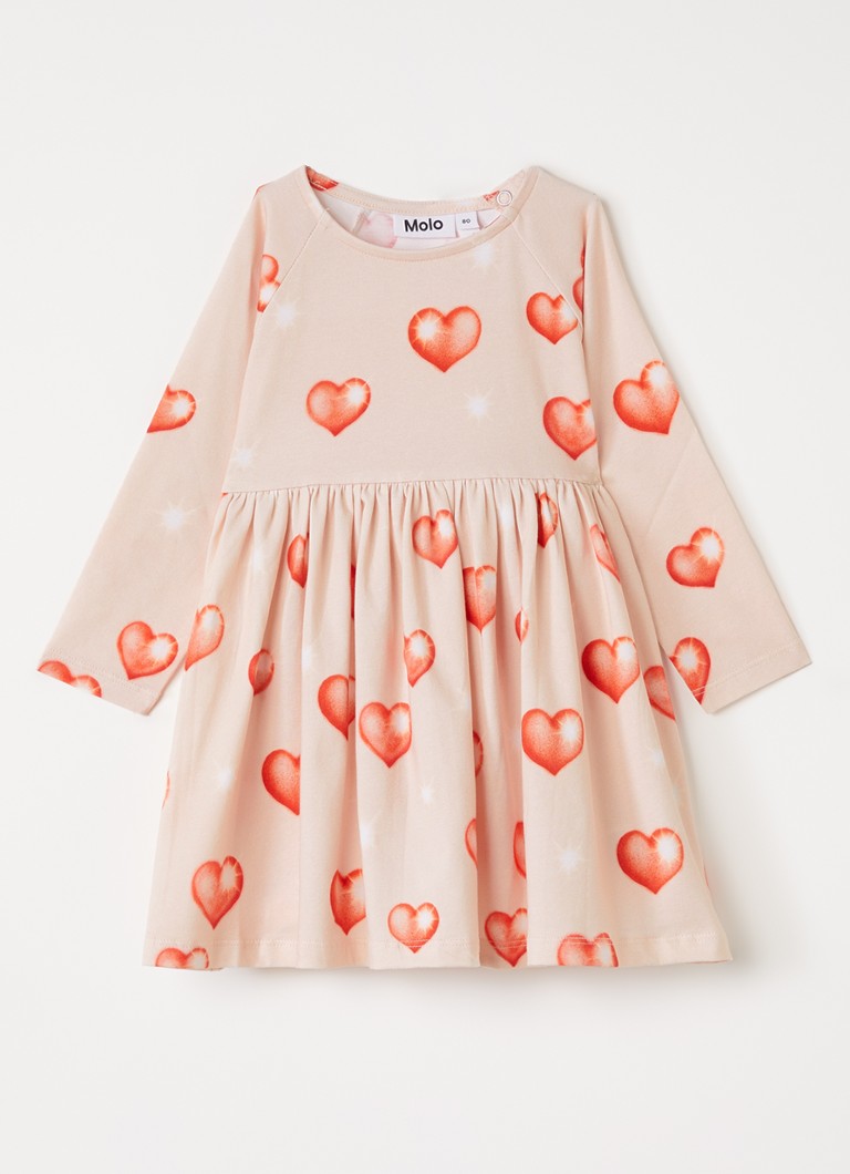 Molo Meisjes Charmaine jurk met print in de kleur Zalmroze, maat: 6M=68
