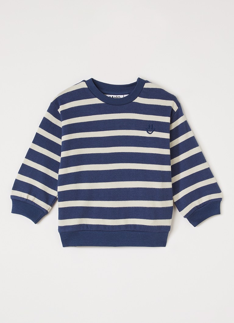 Molo Jongens Dear fijngebreide pullover met streepprint in de kleur Blauw, maat: 3M=62