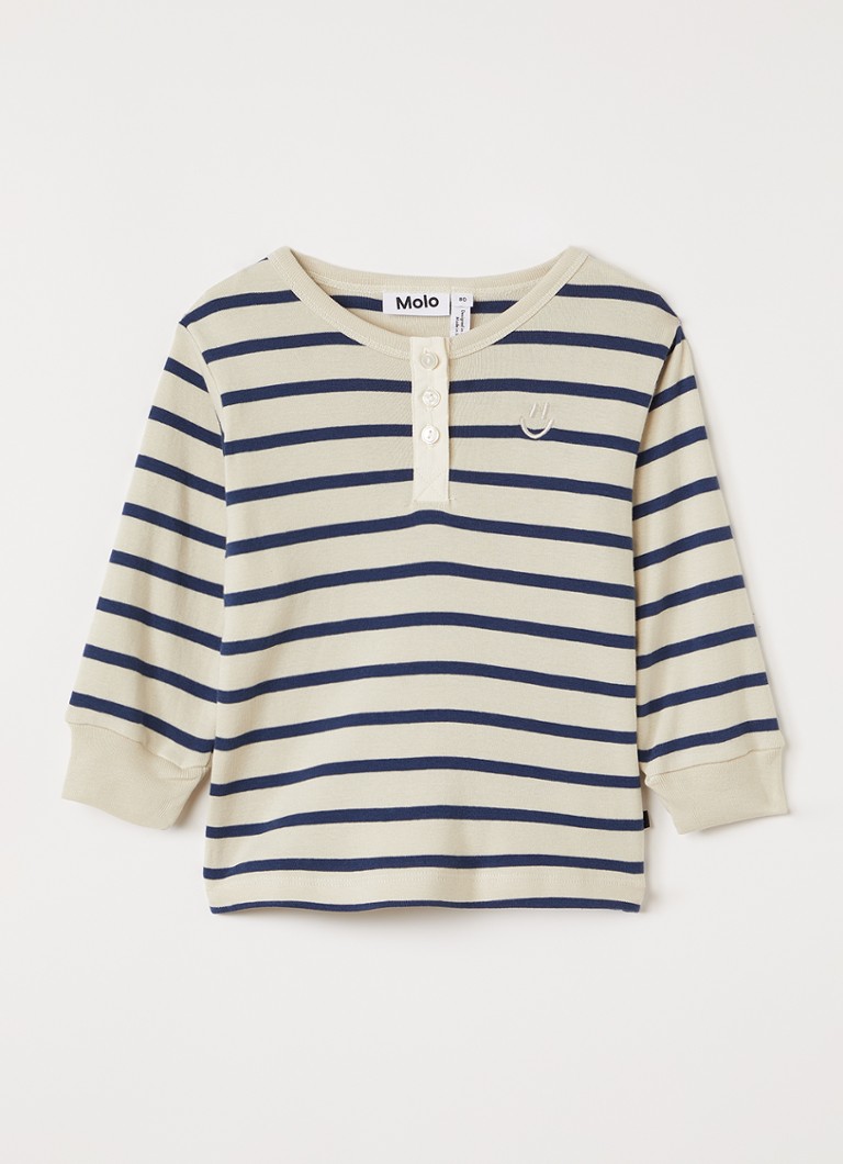 Molo Jongens Emore longsleeve met streepprint in de kleur Beige, maat: 12M=80