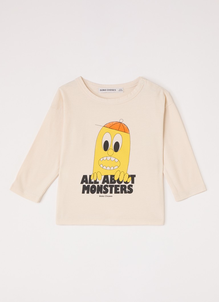 BOBO CHOSES Meisjes Bigtooth Lemon longsleeve met print in de kleur Gebroken wit, maat: 24M=92