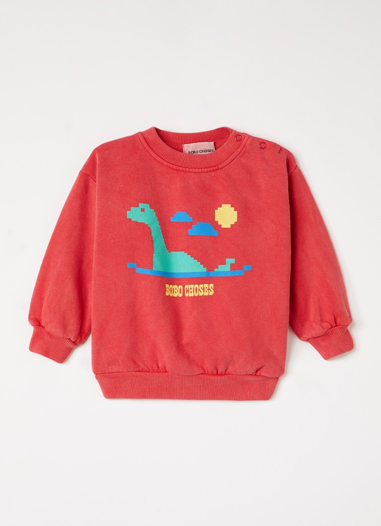 BOBO CHOSES Meisjes Lake Monster sweater met print in de kleur Rood, maat: 18M=86
