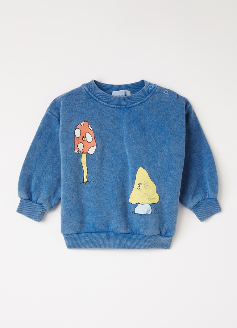 BOBO CHOSES Meisjes Mush Monster Duo sweater met print in de kleur Blauw, maat: 24M=92