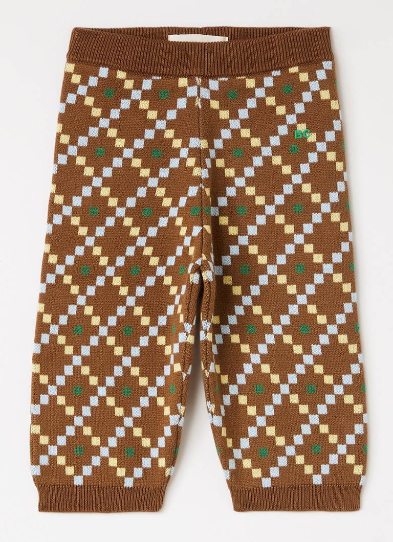 BOBO CHOSES Meisjes Pixel All Over fijngebreide loose fit joggingbroek in de kleur Donkerbruin, maat: 9M=74