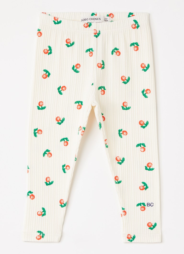 BOBO CHOSES Meisjes Stamp Bloom slim fit legging met print in de kleur Gebroken wit, maat: 3M=62