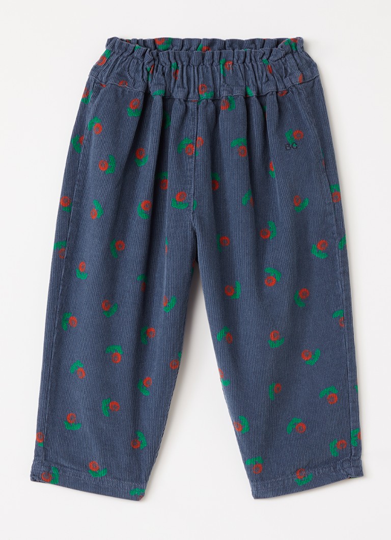 BOBO CHOSES Meisjes Stamp Bloom straight fit broek van corduroy met print in de kleur Donkerblauw, maat: 24M=92