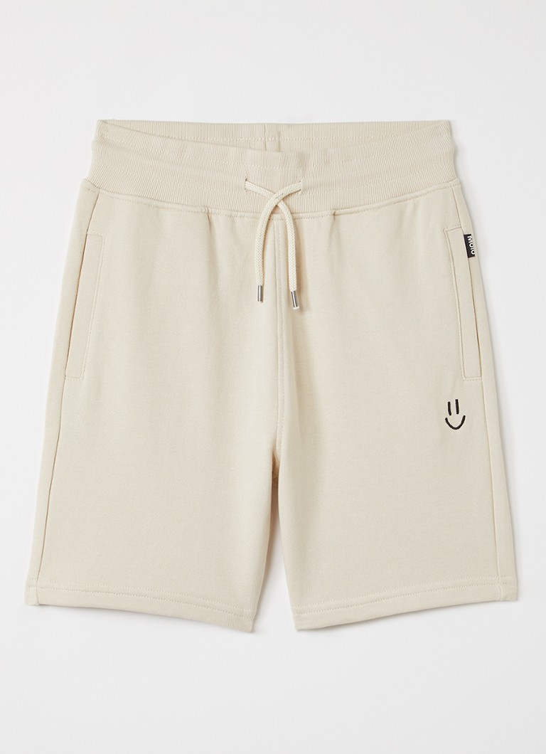 Molo Jongens Straight fit korte joggingbroek met logo in de kleur Beige, maat: 7-8Y=128
