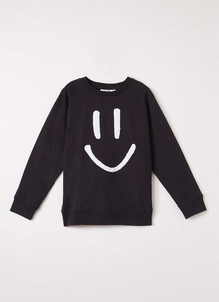 Molo Jongens Mike sweater met borduring in de kleur Zwart, maat: 7-8Y=128