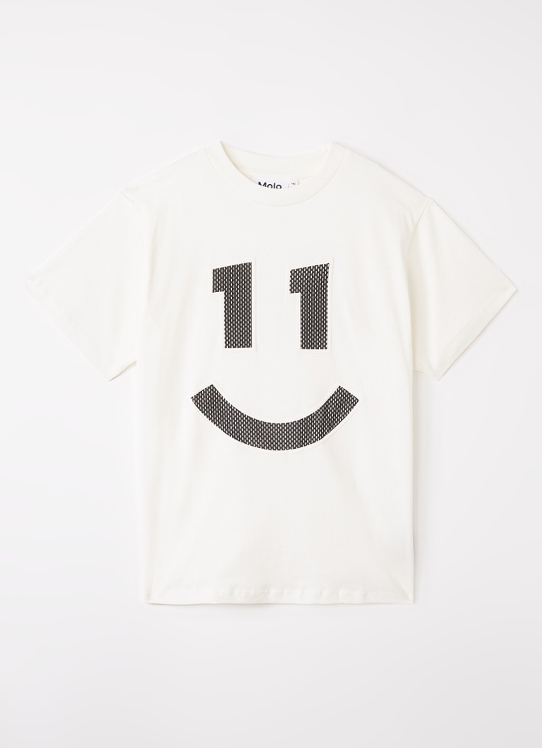Molo Jongens Rodney T-shirt met print in de kleur Gebroken wit, maat: 7-8Y=128