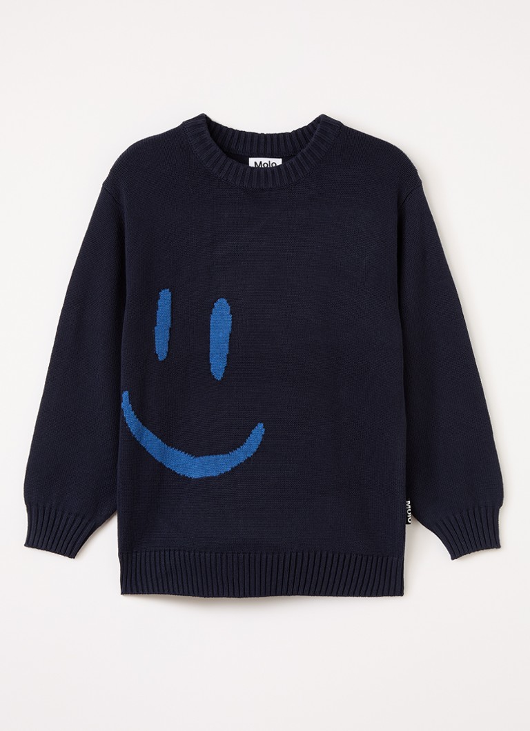 Molo Jongens Bello grofgebreide trui in wolblend in de kleur Donkerblauw, maat: 3-4Y=104