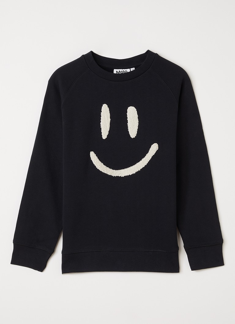 Molo Jongens Mike sweater met borduring in de kleur Zwart, maat: 5-6Y=116