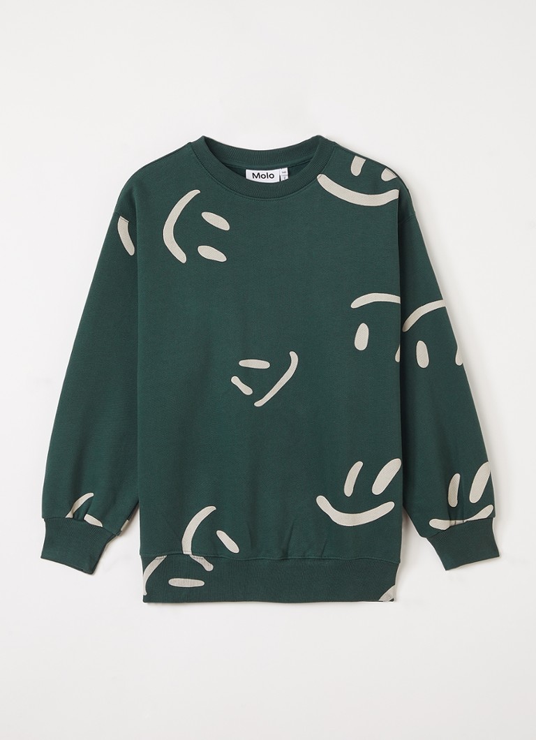 Molo Jongens Monti sweater met print in de kleur Groen, maat: 7-8Y=128