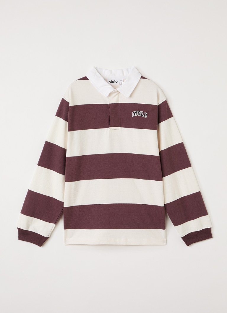 Molo Jongens Relz polo met streepprint in de kleur Aubergine, maat: 3-4Y=104