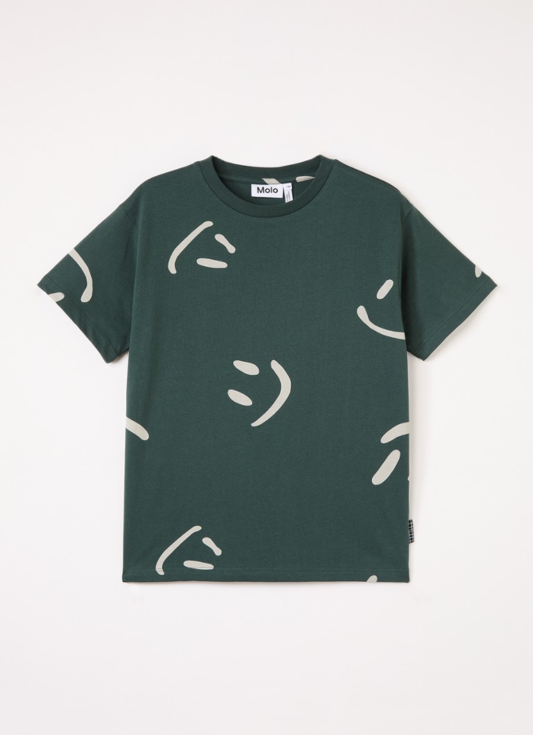 Molo Jongens Riley T-shirt met print in de kleur Donkergroen, maat: 9-10Y=140