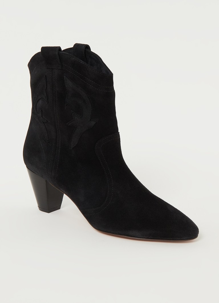 Ba&sh Dames Casey cowboylaars van kalfssuède in de kleur Zwart