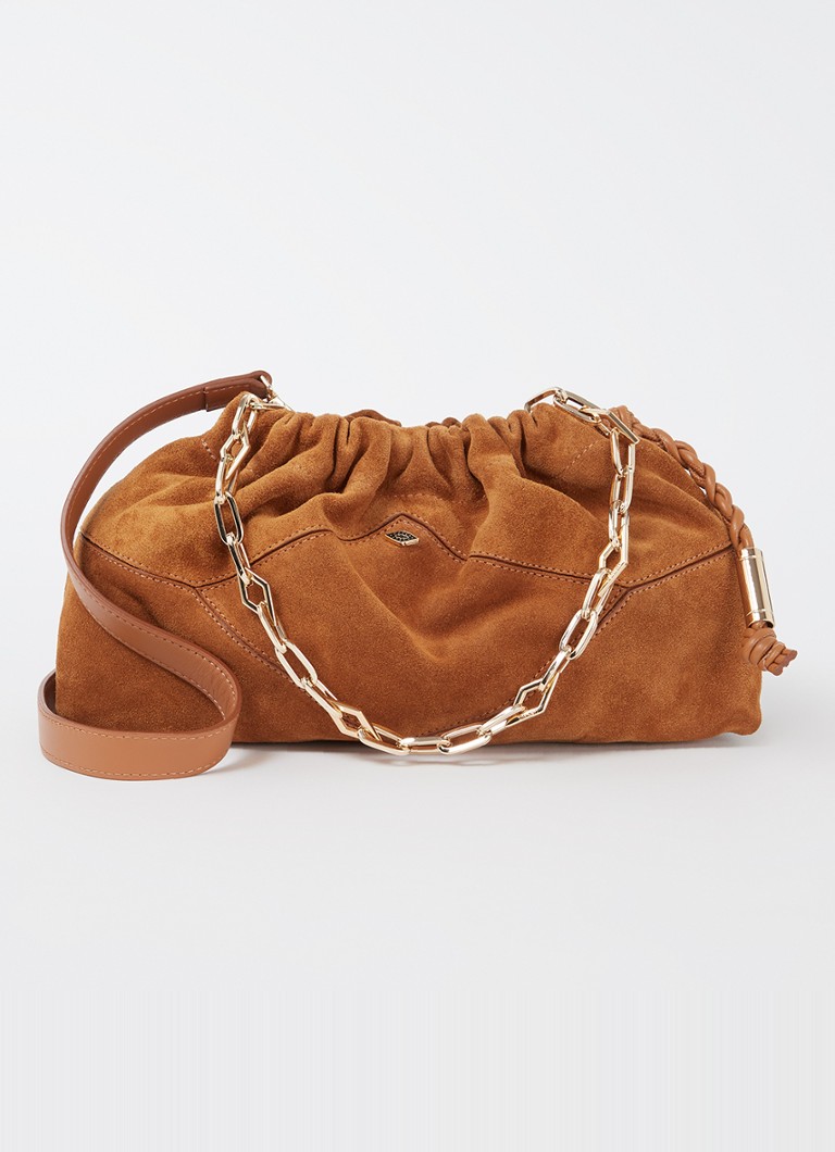 Ba&sh Dames June clutch van suède in de kleur Cognac