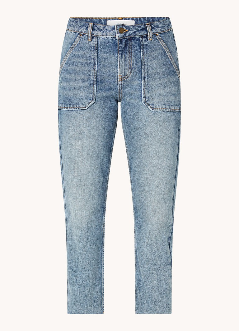 Ba&sh Dames Elly high waist tapered fit cropped jeans met verwassen afwerking in de kleur Indigo