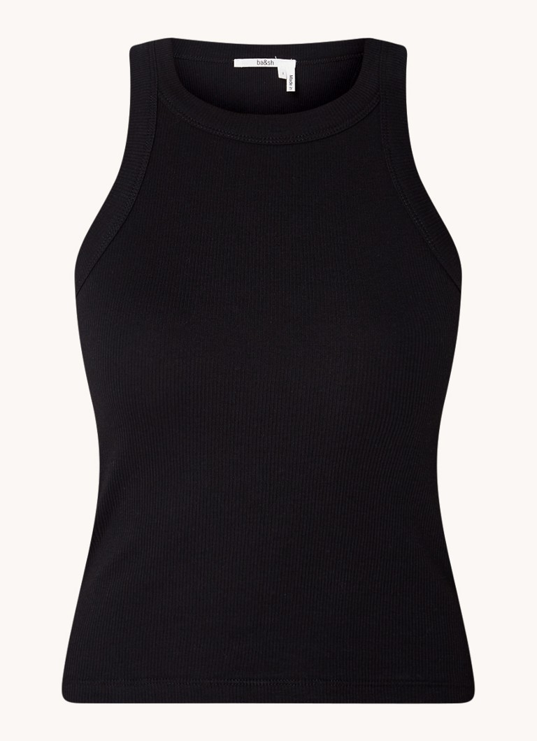 Ba&sh Dames Cynda tanktop met ribstructuur in de kleur Zwart