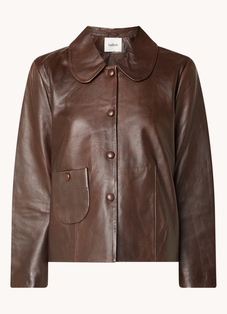 Ba&sh Dames Milo cropped jack van lamsleer in de kleur Donkerbruin
