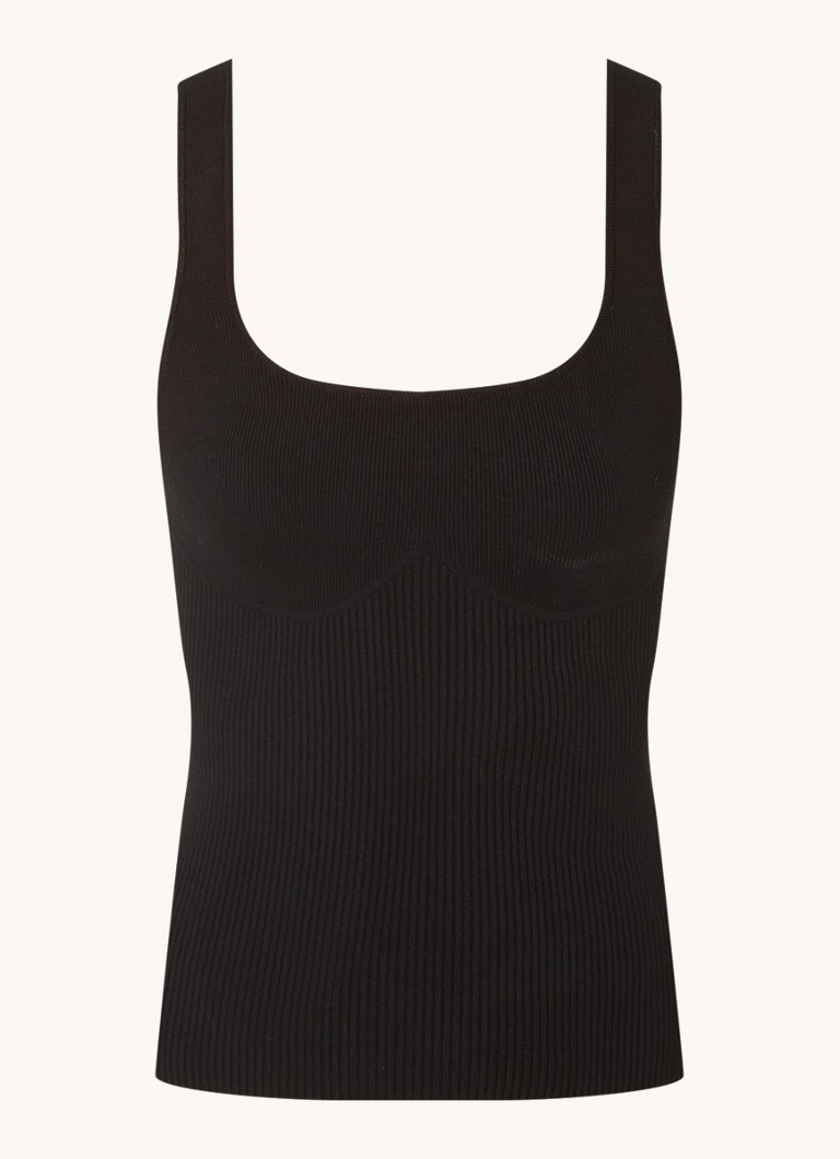 Ba&sh Dames Oxmo ribgebreide tanktop met stretch in de kleur Zwart