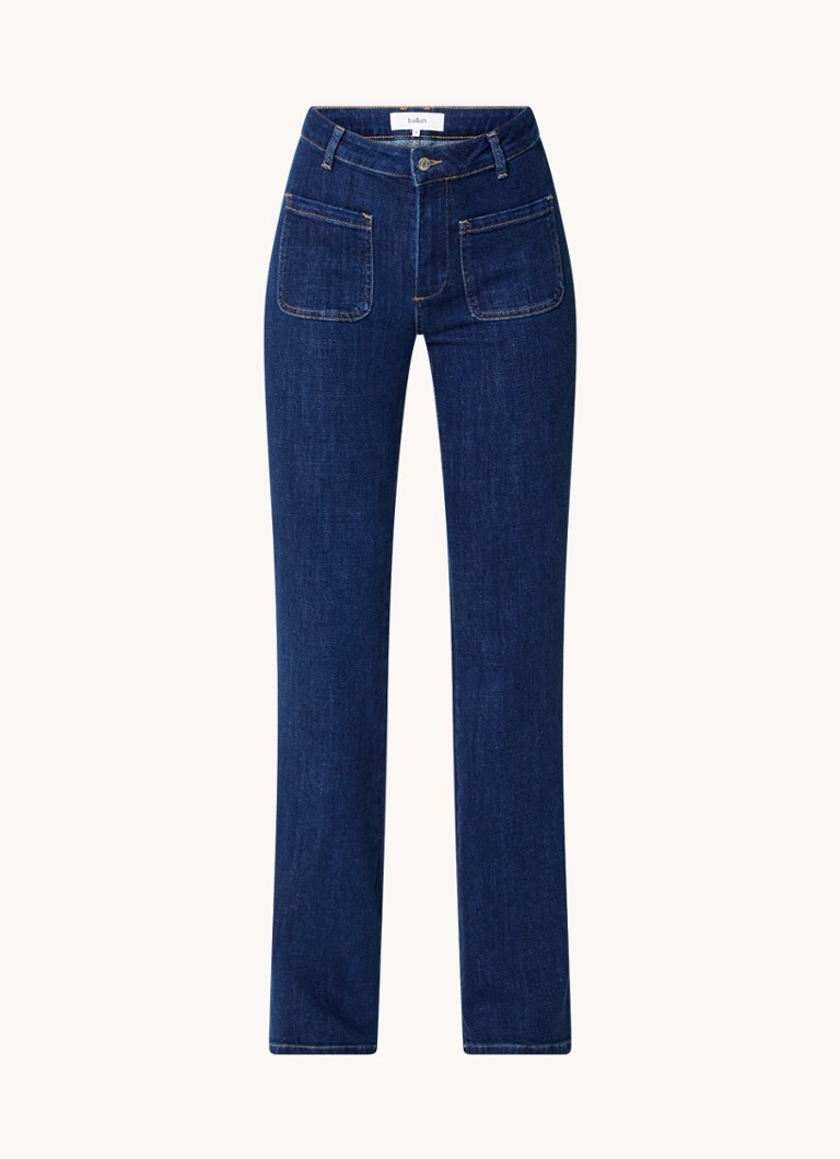 Ba&sh Dames Ross mid waist bootcut jeans met donkere wassing in de kleur Indigo