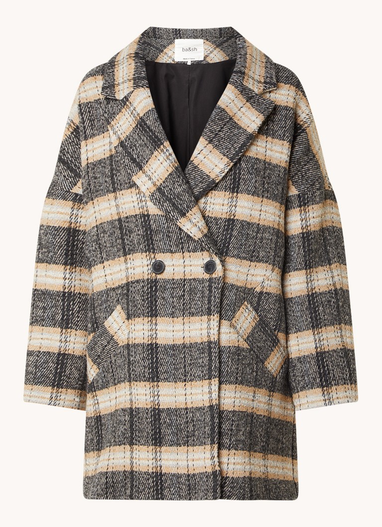 Ba&sh Dames Holf oversized double-breasted mantel in wolblend in de kleur Donkerbeige