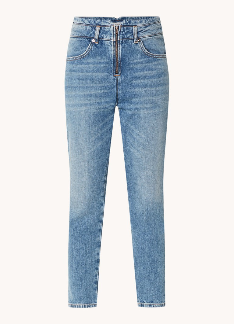 Ba&sh Dames Barnie high waist slim fit cropped jeans met medium wassing in de kleur Indigo