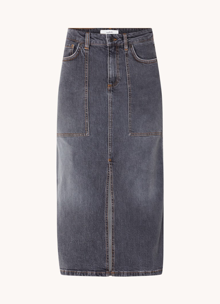 Ba&sh Dames Cicky midi spijkerrok met split in de kleur Grijs