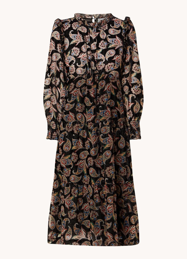 Ba&sh Dames Roane midi tuniekjurk met paisley dessin in de kleur Zwart