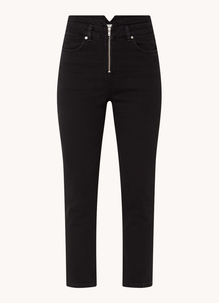 Ba&sh Dames Inzo high waist cropped slim fit jeans met gekleurde wassing in de kleur Zwart
