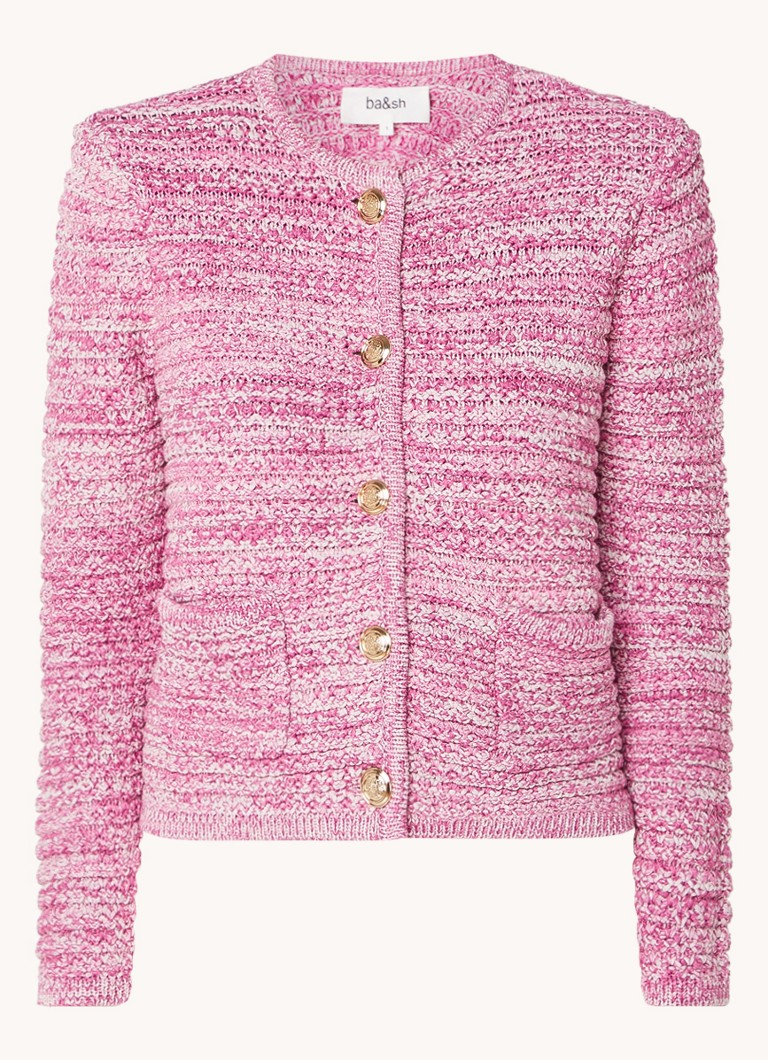 Ba&sh Dames Guspa grofgebreid vest met opgestikte zakken in de kleur Roze